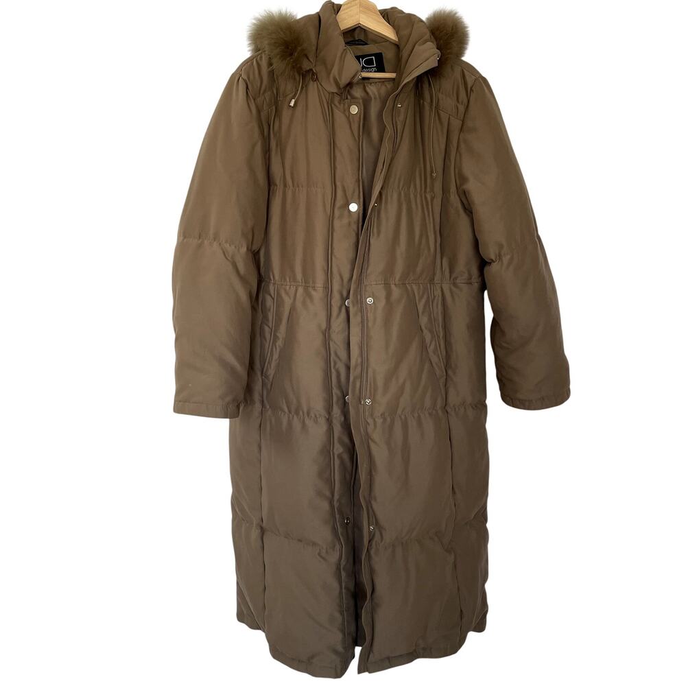 UD Utex Design Petties puffer brown winter coat extra long 80% down women's PL
